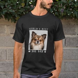Worlds Best Dog Dad Pet Photo T-Shirt Designed by Purple Cat Arts