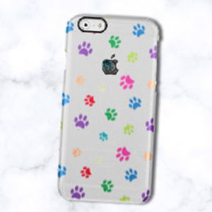 Rainbow Painted Paws Phone Case by Purple Cat Arts